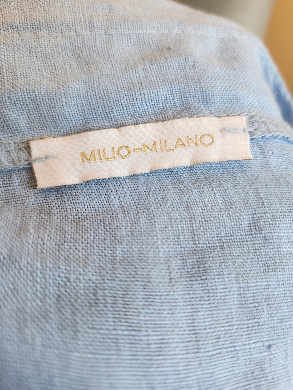 Milio Milano 100% Linen Front Tie Button Shirt Cottagecore, Blue S/M Vacation - Picture 6 of 14